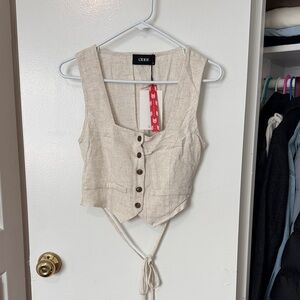 Cider Beige Button-Up Crop Top